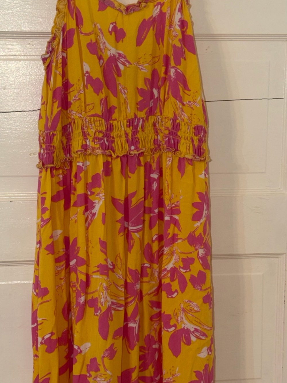 Jessica Simpson Yellow and Pink Floral Maxi Dress